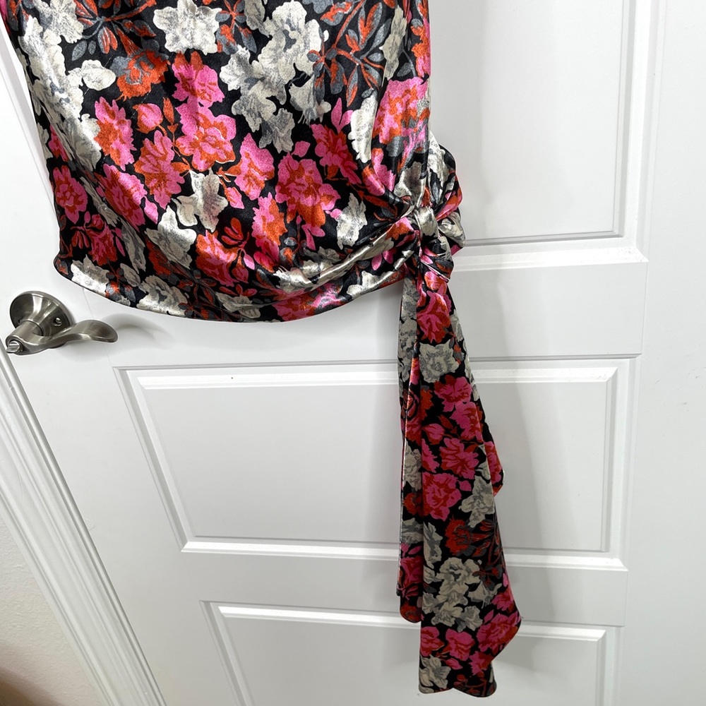 CINQ A SEPT Ryder Satin Mini Dress NEW Black Floral Multi Size 6 - Picture 7 of 16